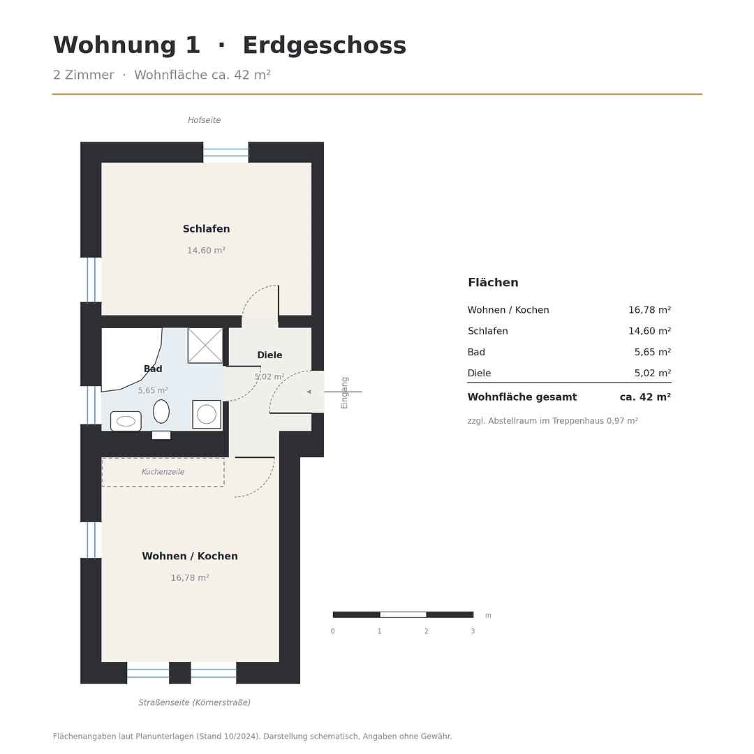 2 bedroom flat to rent, 44 m², Körnerstraße 2, Freital, Saxony 2 bedroom flat to rent, 44 m², Körnerstraße 2, Freital, Saxony