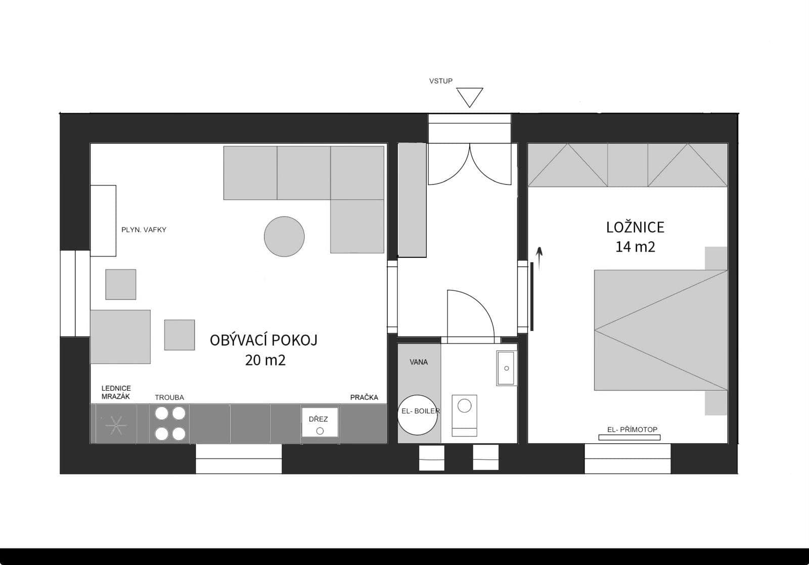 1 bedroom with open-plan kitchen flat to rent, 43 m², Na Jezerce, Prague, Prague 1 bedroom with open-plan kitchen flat to rent, 43 m², Na Jezerce, Prague, Prague