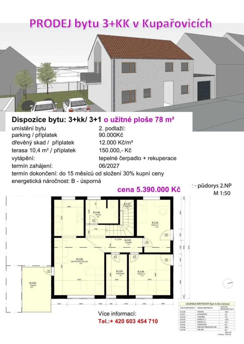 2 bedroom with open-plan kitchen flat for sale, 78 m², Kupařovice, Jihomoravský Region 2 bedroom with open-plan kitchen flat for sale, 78 m², Kupařovice, Jihomoravský Region
