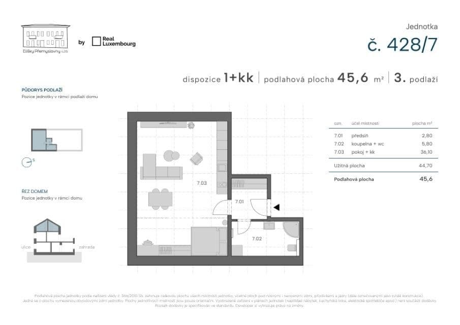 1 bedroom with open-plan kitchen flat to rent, 46 m², Elišky Přemyslovny, Prague, Prague 1 bedroom with open-plan kitchen flat to rent, 46 m², Elišky Přemyslovny, Prague, Prague