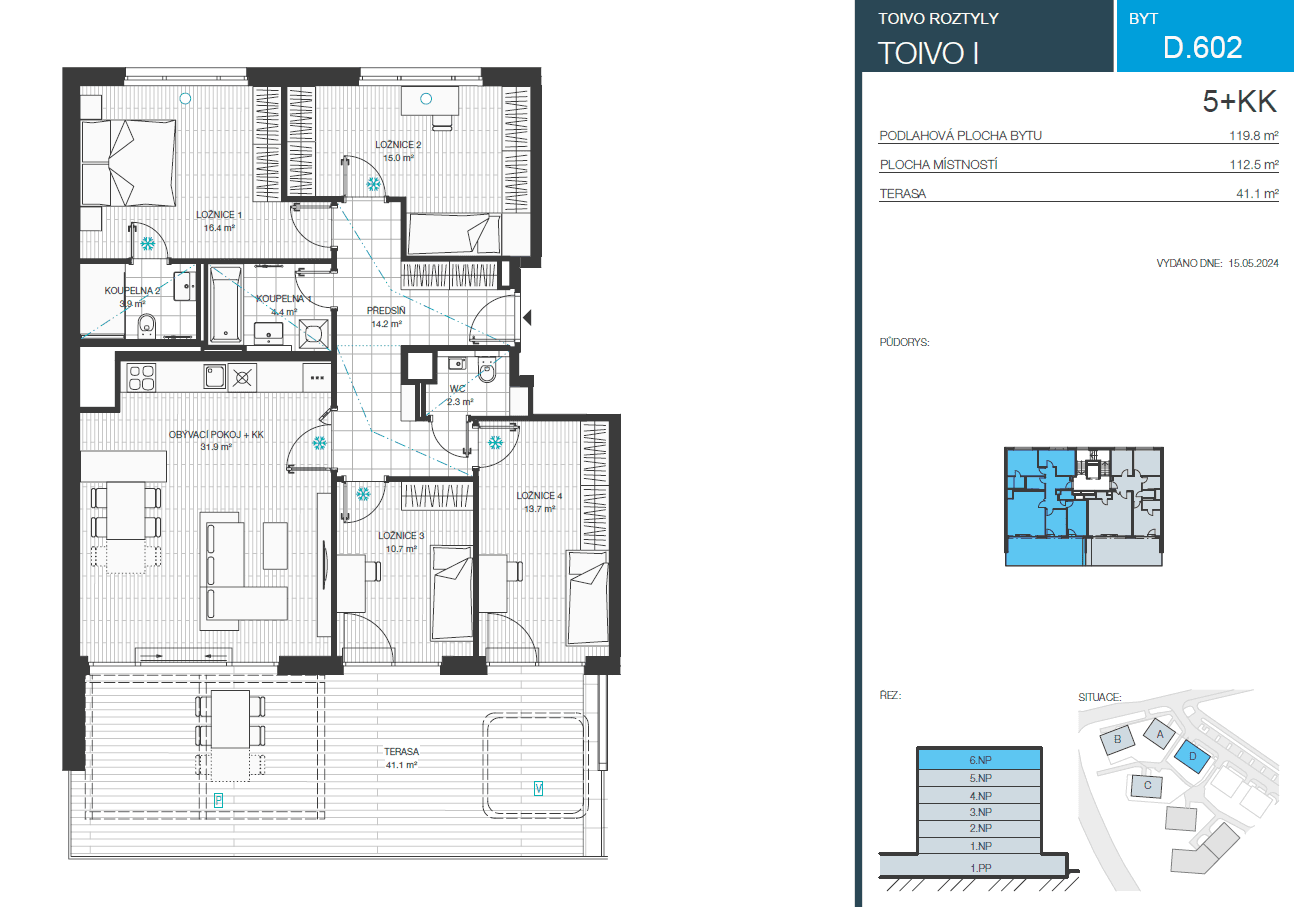 4 bedroom with open-plan kitchen flat for sale, 119 m², Veselovského, Prague, Prague 4 bedroom with open-plan kitchen flat for sale, 119 m², Veselovského, Prague, Prague