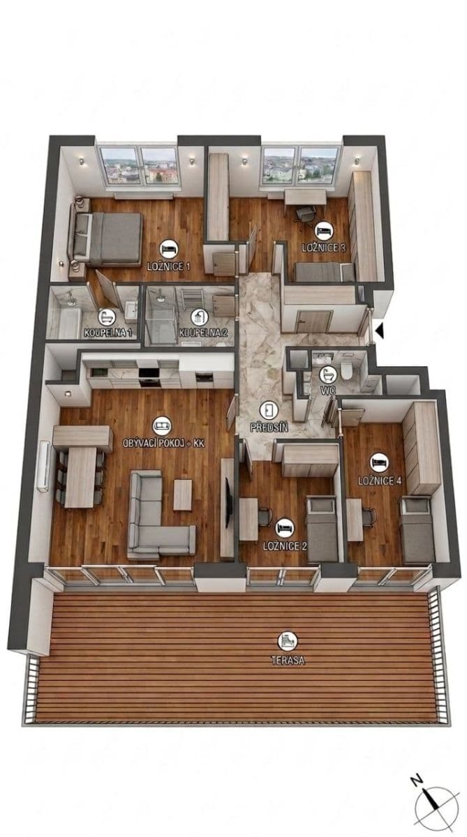 4 bedroom with open-plan kitchen flat for sale, 119 m², Veselovského, Prague, Prague 4 bedroom with open-plan kitchen flat for sale, 119 m², Veselovského, Prague, Prague