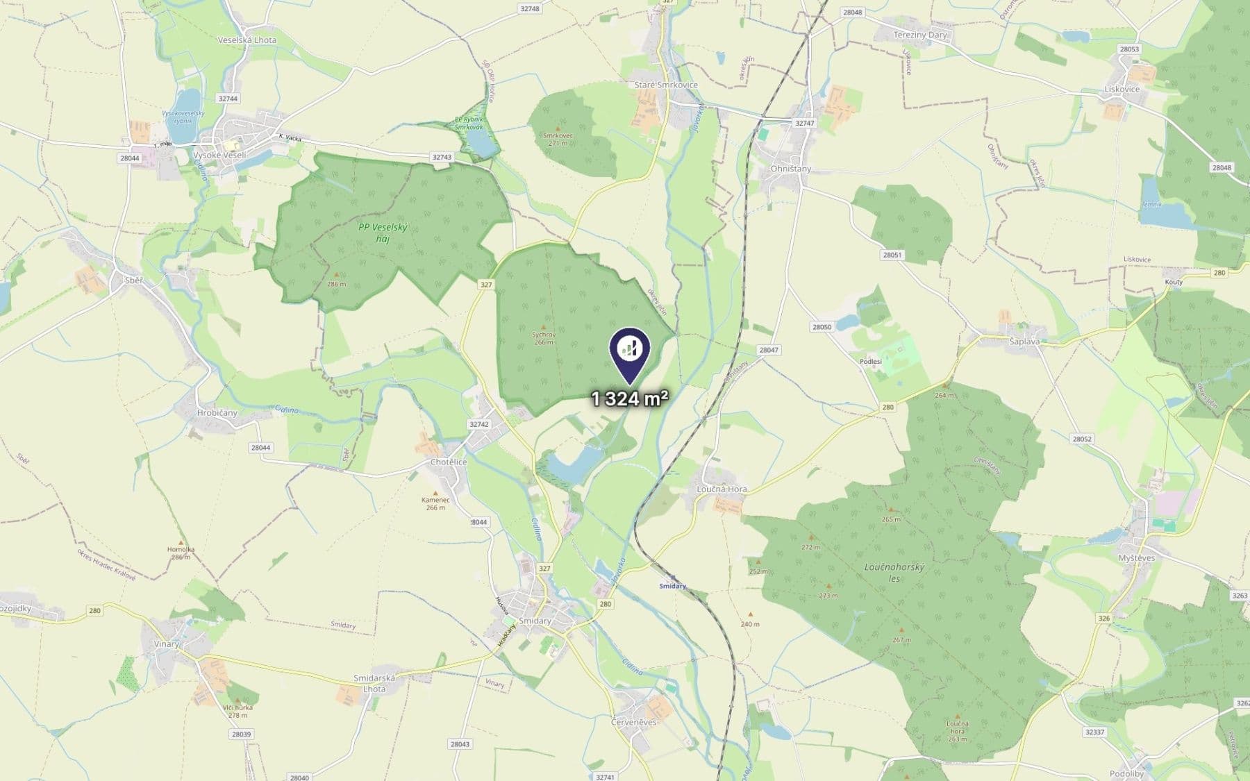 plot for sale, 662 m², Smidary, Královéhradecký Region plot for sale, 662 m², Smidary, Královéhradecký Region