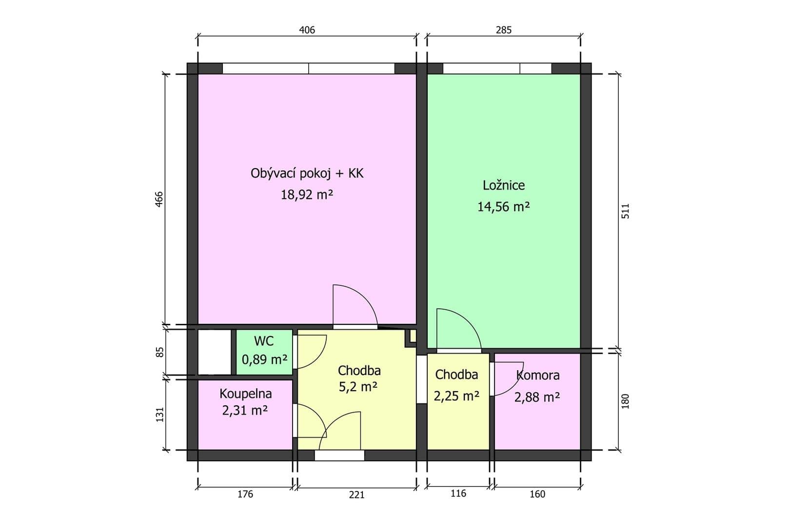 1 bedroom with open-plan kitchen flat to rent, 49 m², Gabinova, Prague, Prague 1 bedroom with open-plan kitchen flat to rent, 49 m², Gabinova, Prague, Prague