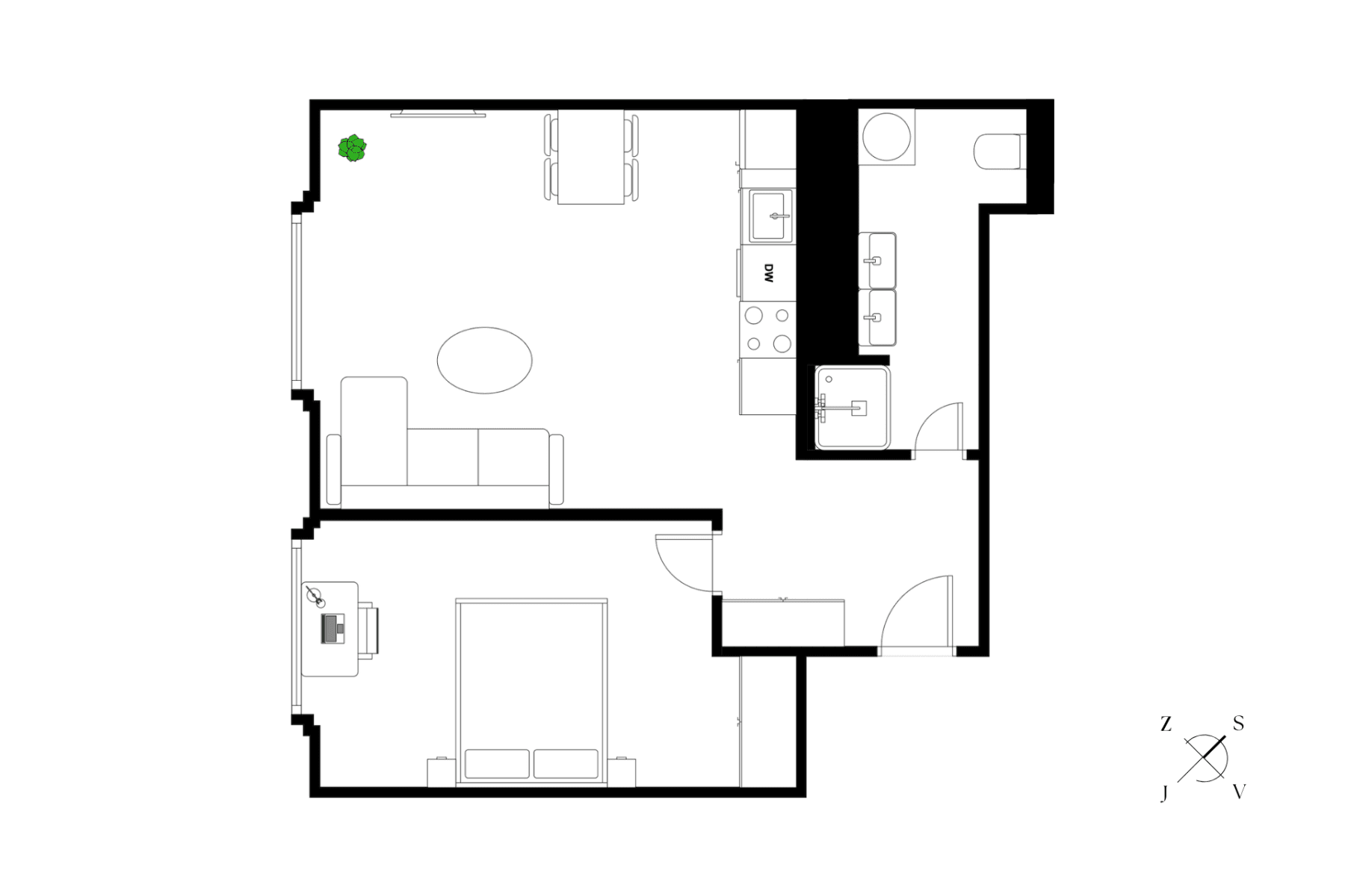 1 bedroom with open-plan kitchen flat for sale, 48 m², Kodaňská, Prague, Prague 1 bedroom with open-plan kitchen flat for sale, 48 m², Kodaňská, Prague, Prague