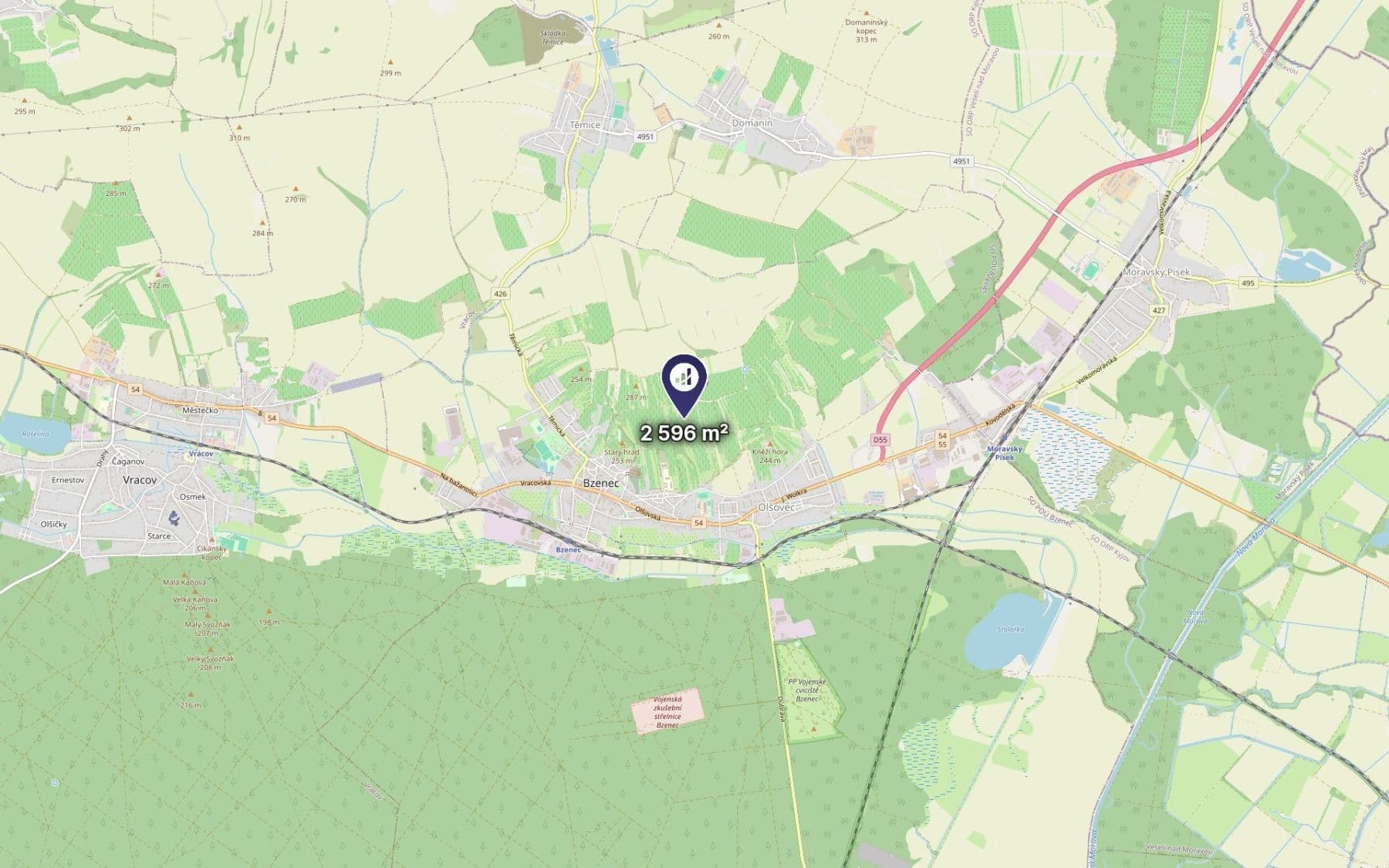 plot for sale, 2,596 m², Bzenec, Jihomoravský Region plot for sale, 2,596 m², Bzenec, Jihomoravský Region