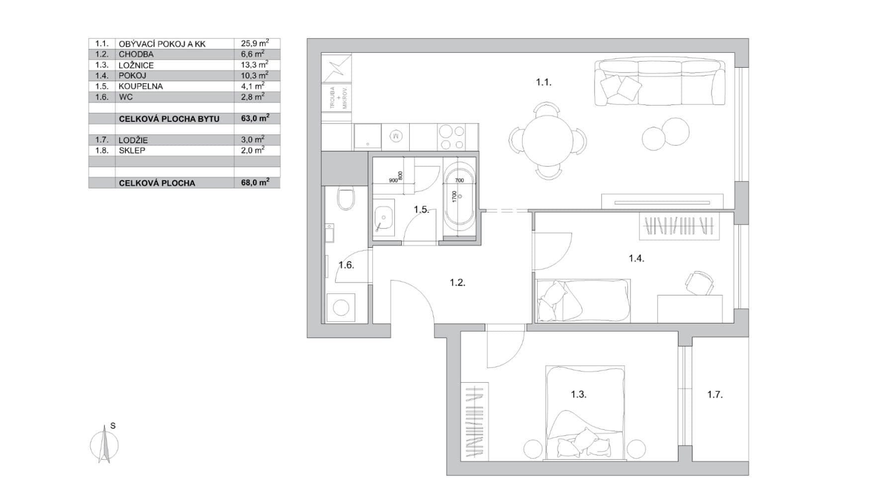 2 bedroom with open-plan kitchen flat for sale, 68 m², Petýrkova, Prague, Prague 2 bedroom with open-plan kitchen flat for sale, 68 m², Petýrkova, Prague, Prague