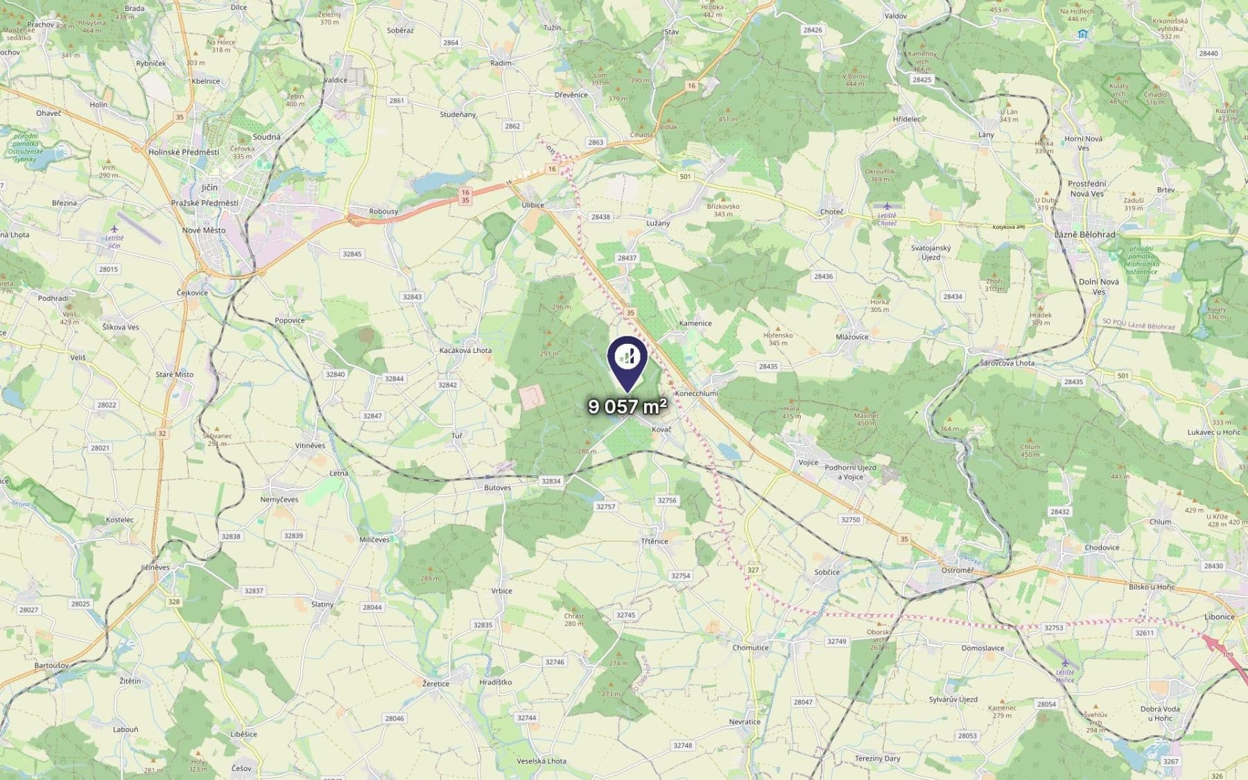 plot for sale, 9,057 m², Kovač, Královéhradecký Region plot for sale, 9,057 m², Kovač, Královéhradecký Region