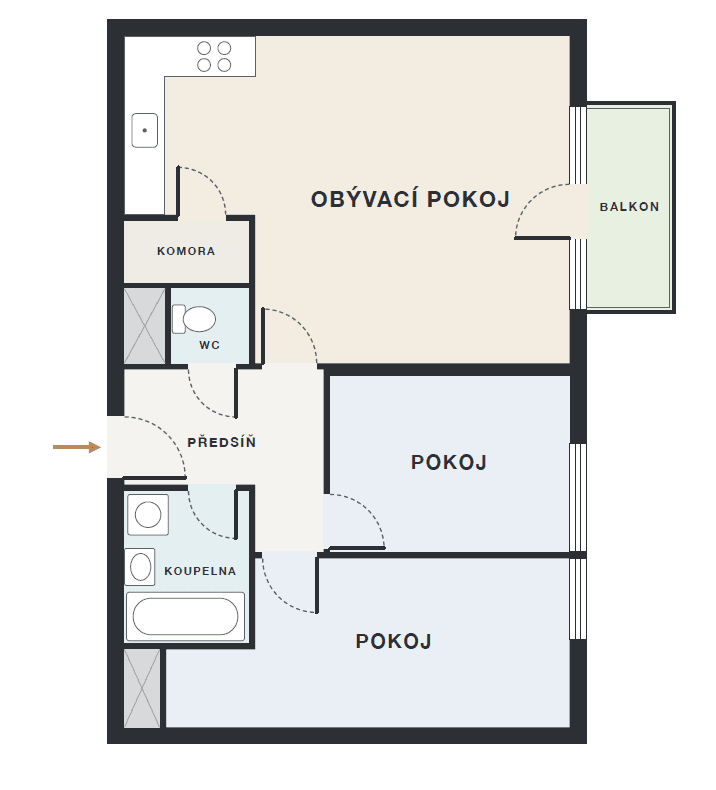 2 bedroom with open-plan kitchen flat for sale, 67 m², Chlebovická, Prague, Prague 2 bedroom with open-plan kitchen flat for sale, 67 m², Chlebovická, Prague, Prague