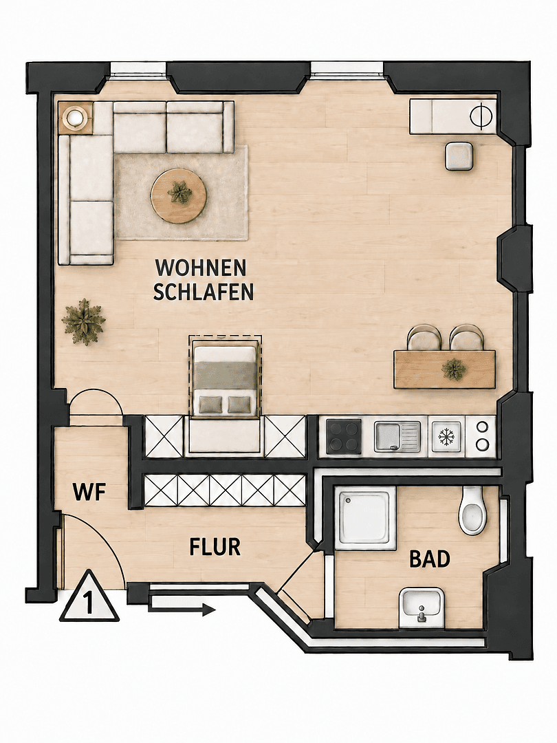 1 bedroom flat for sale, 32 m², Bamberg, Bavaria 1 bedroom flat for sale, 32 m², Bamberg, Bavaria