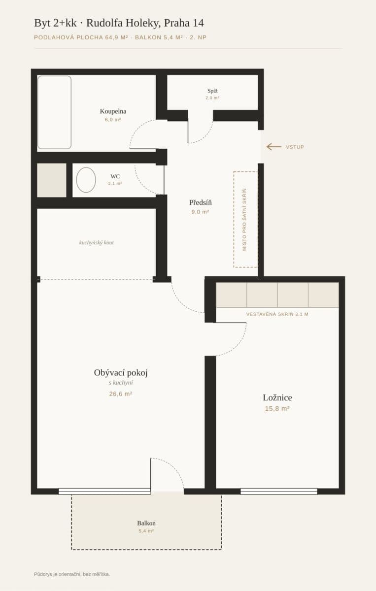 1 bedroom with open-plan kitchen flat for sale, 65 m², Rudolfa Holeky, Prague, Prague 1 bedroom with open-plan kitchen flat for sale, 65 m², Rudolfa Holeky, Prague, Prague