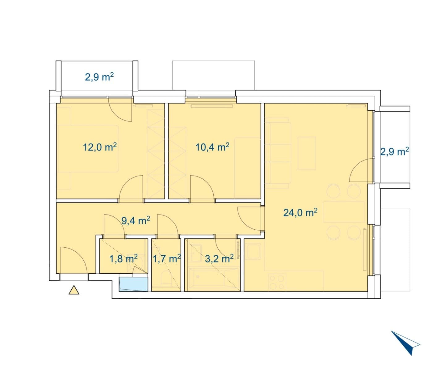 2 bedroom with open-plan kitchen flat to rent, 67 m², Brno, Jihomoravský Region 2 bedroom with open-plan kitchen flat to rent, 67 m², Brno, Jihomoravský Region