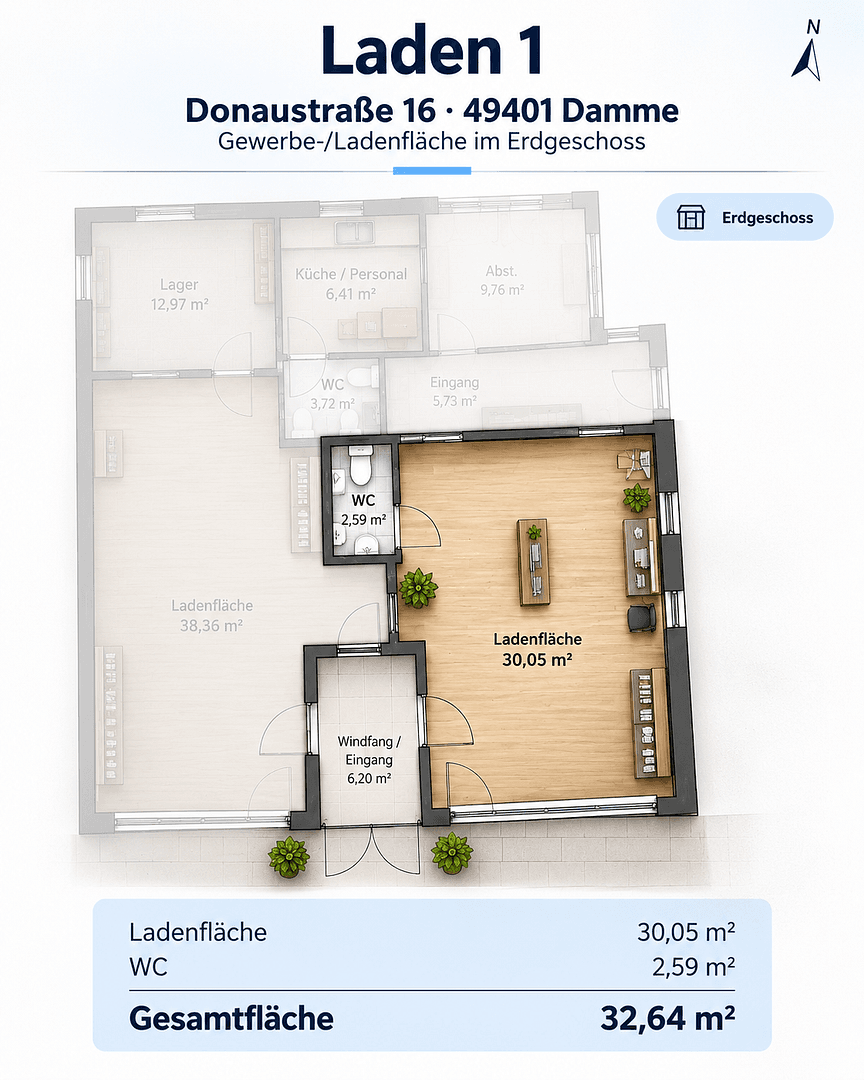 office to rent, 33 m², Donaustraße 16, Damme, Lower Saxony office to rent, 33 m², Donaustraße 16, Damme, Lower Saxony