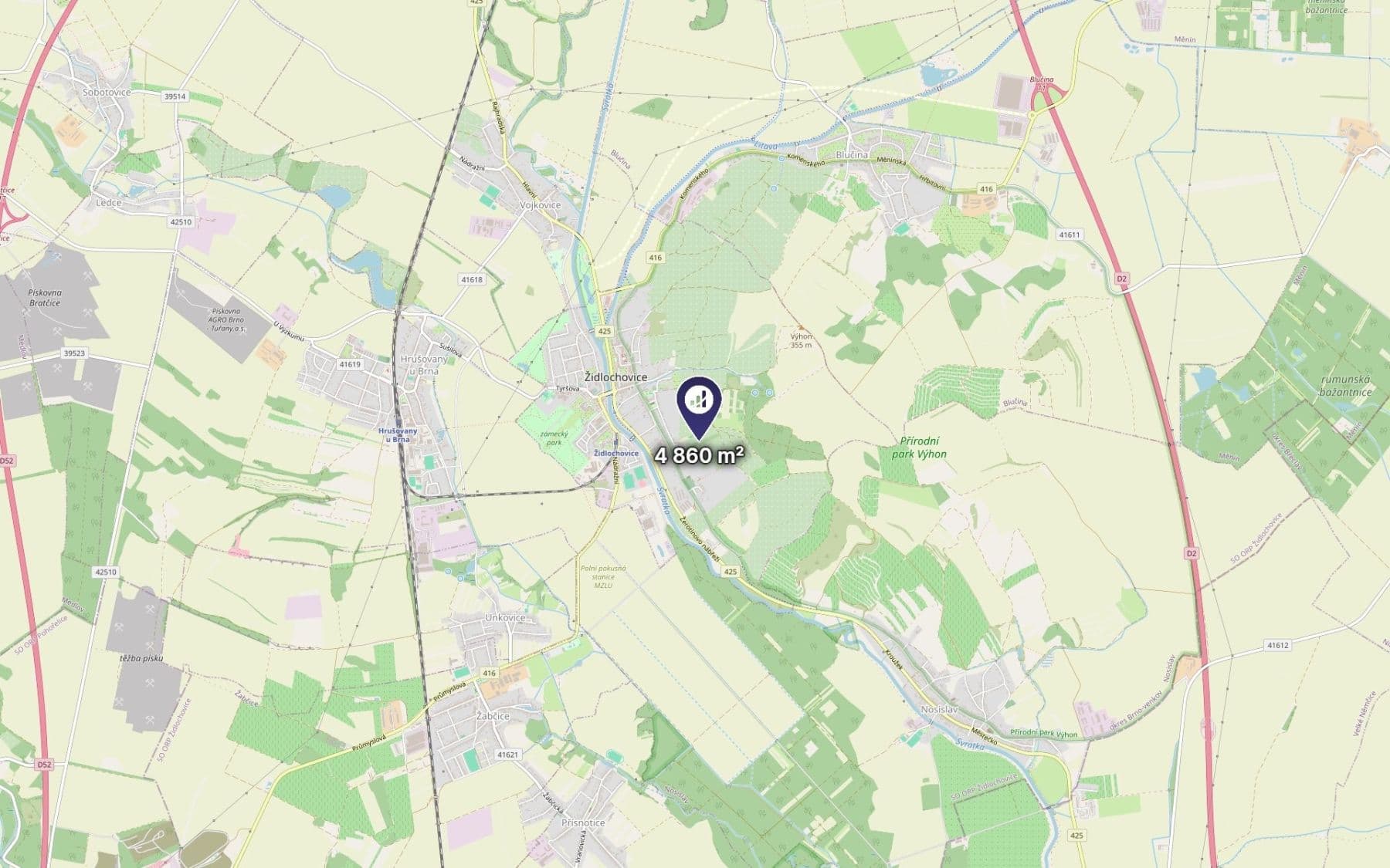 plot for sale, 4,860 m², Židlochovice, Jihomoravský Region plot for sale, 4,860 m², Židlochovice, Jihomoravský Region