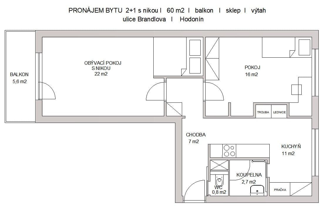 2 bedroom flat to rent, 60 m², Brandlova, Hodonín, Jihomoravský Region 2 bedroom flat to rent, 60 m², Brandlova, Hodonín, Jihomoravský Region