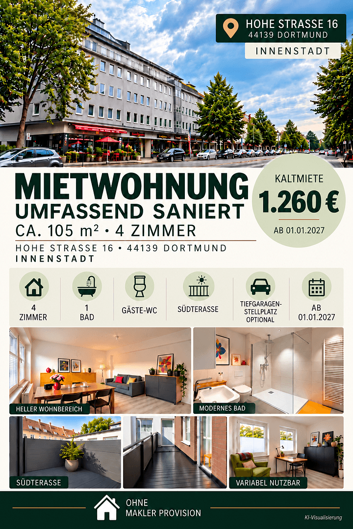 4 bedroom flat to rent, 105 m², Hohe Straße 16, Dortmund, North Rhine-Westphalia 4 bedroom flat to rent, 105 m², Hohe Straße 16, Dortmund, North Rhine-Westphalia