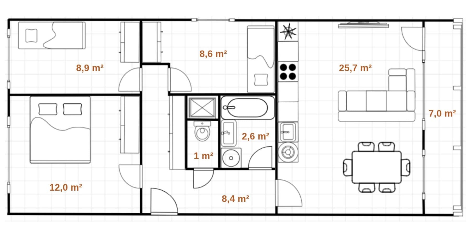 3 bedroom with open-plan kitchen flat for sale, 68 m², Litvínovská, Prague, Prague 3 bedroom with open-plan kitchen flat for sale, 68 m², Litvínovská, Prague, Prague