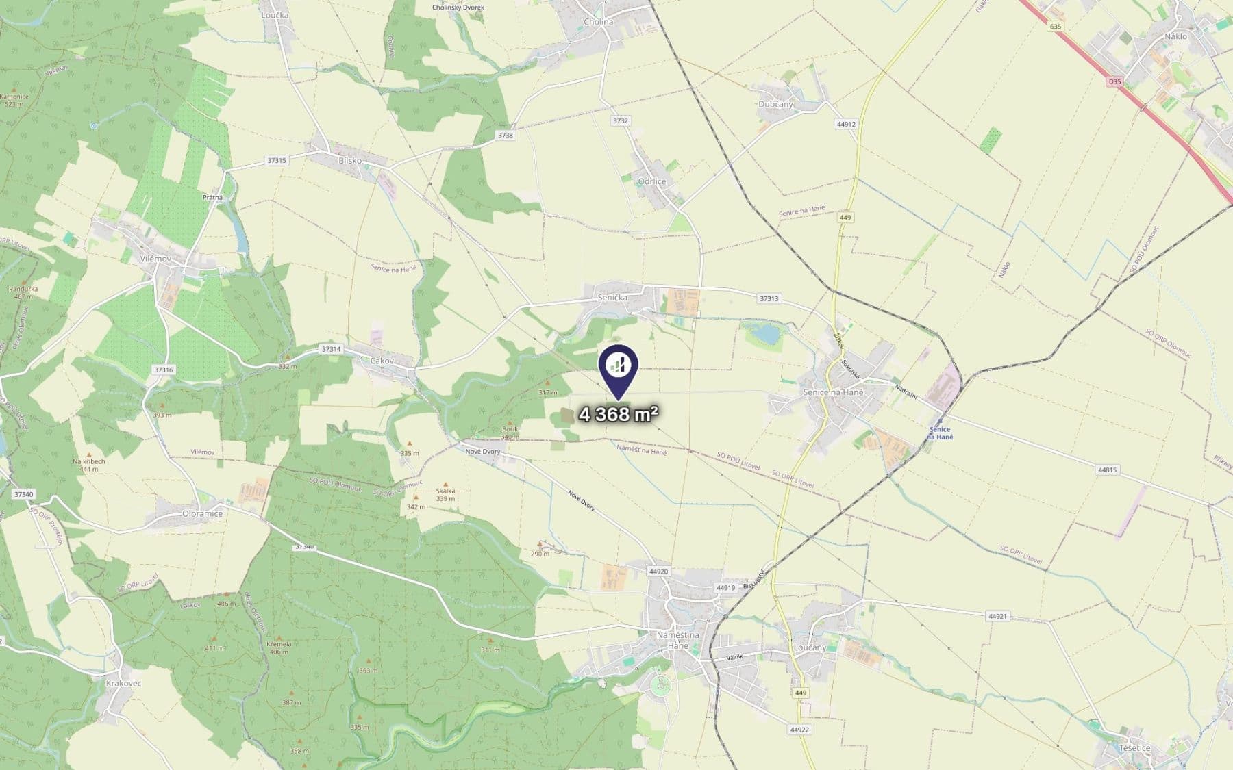 plot for sale, 2,184 m², Senice na Hané, Olomoucký Region plot for sale, 2,184 m², Senice na Hané, Olomoucký Region