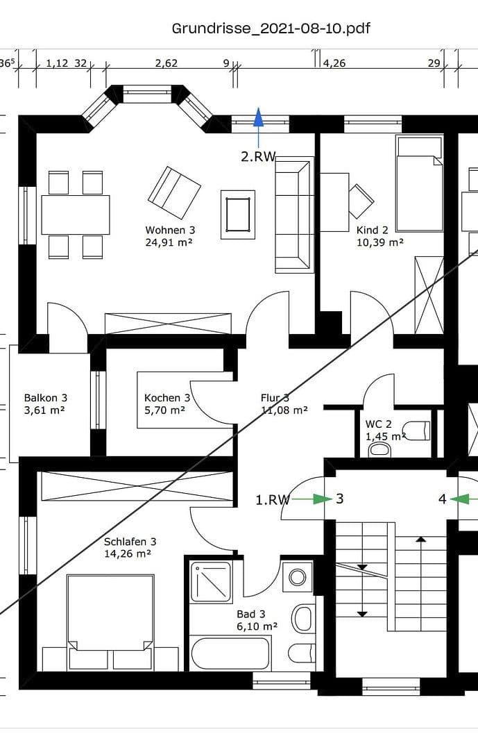 3 bedroom flat to rent, 76 m², Luitpoldstraße 21, Augsburg, Bavaria 3 bedroom flat to rent, 76 m², Luitpoldstraße 21, Augsburg, Bavaria
