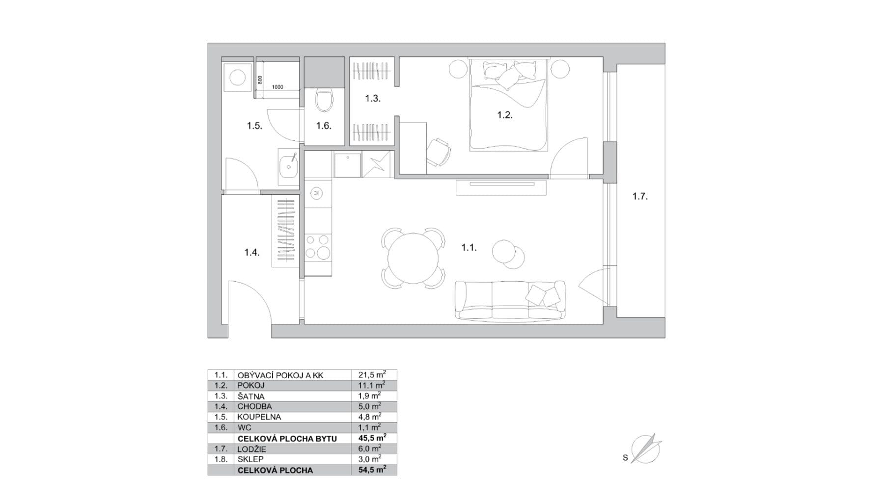 1 bedroom with open-plan kitchen flat for sale, 55 m², Petýrkova, Prague, Prague 1 bedroom with open-plan kitchen flat for sale, 55 m², Petýrkova, Prague, Prague