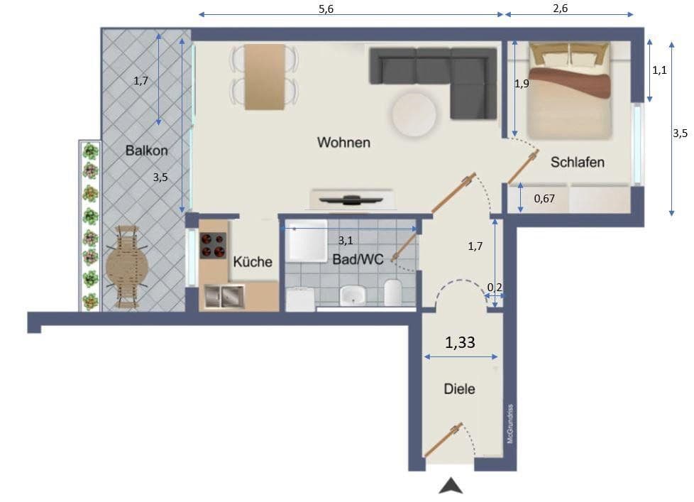 2 bedroom flat to rent, 50 m², Nürnberg, Bavaria 2 bedroom flat to rent, 50 m², Nürnberg, Bavaria