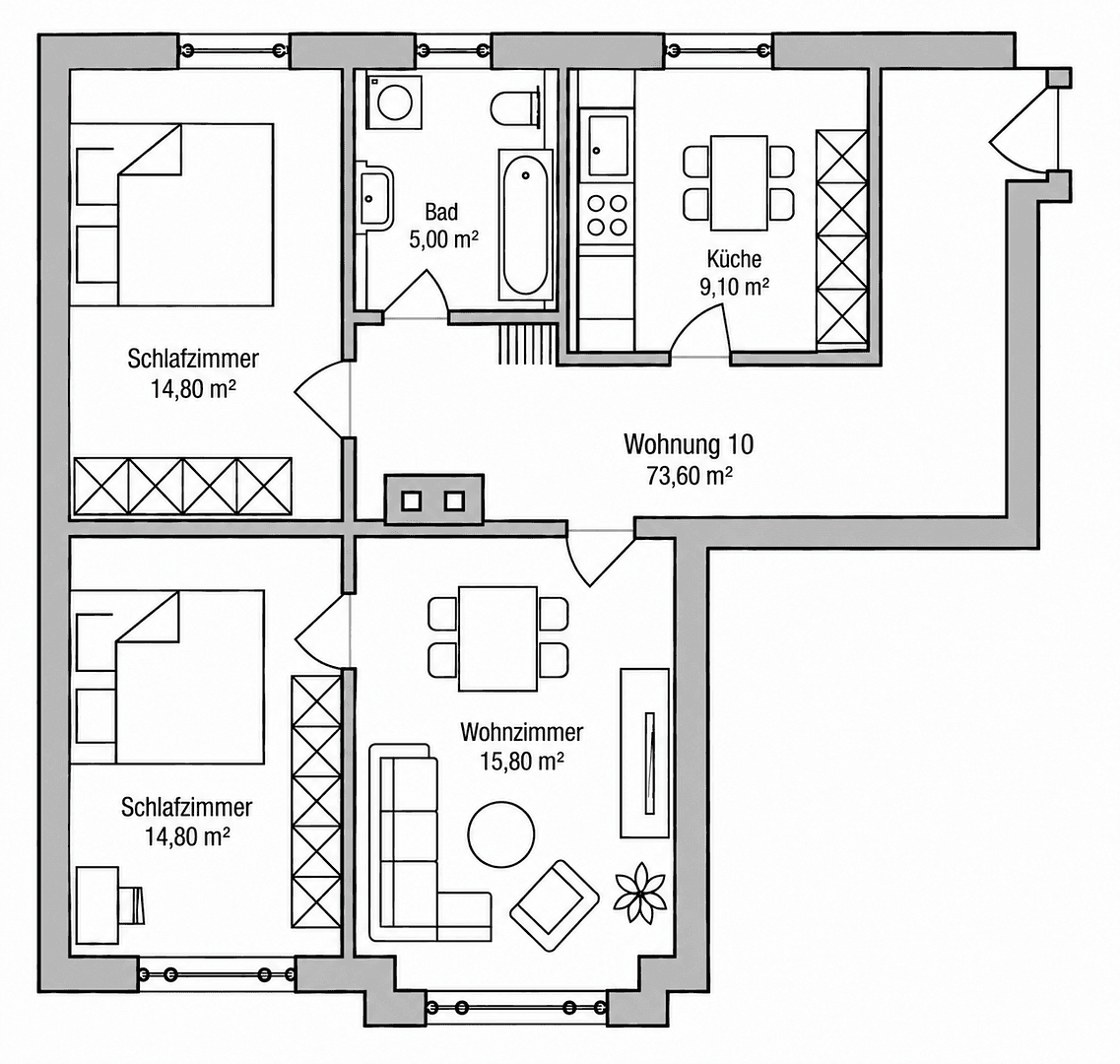 3 bedroom flat for sale, 73 m², Augsburg, Bavaria 3 bedroom flat for sale, 73 m², Augsburg, Bavaria