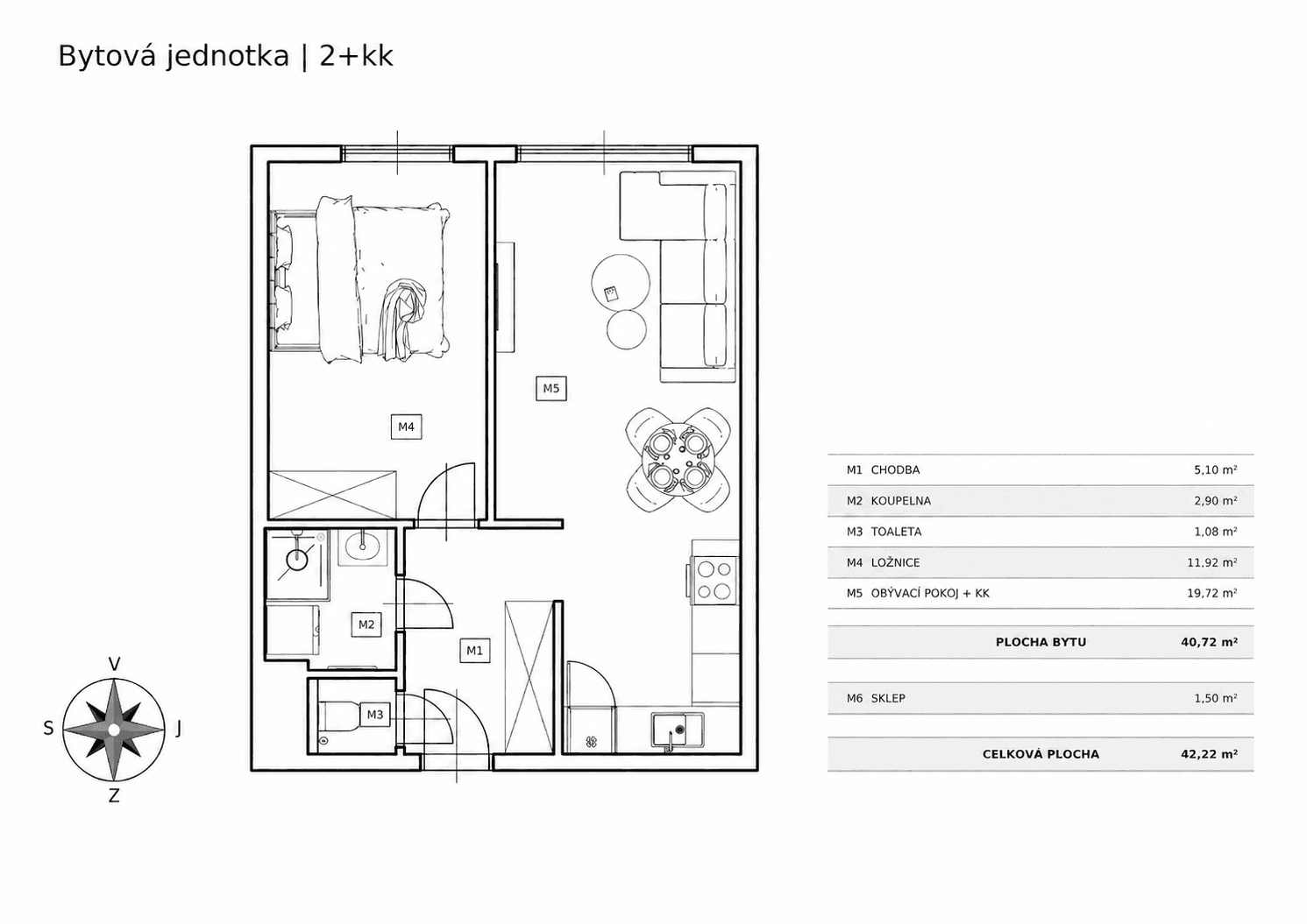 1 bedroom with open-plan kitchen flat for sale, 42 m², Bohumínská, Prague, Prague 1 bedroom with open-plan kitchen flat for sale, 42 m², Bohumínská, Prague, Prague