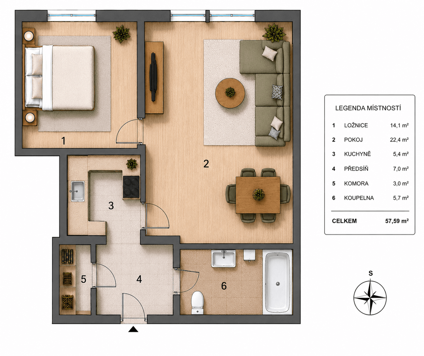 2 bedroom flat for sale, 58 m², Schnirchova, Prague, Prague 2 bedroom flat for sale, 58 m², Schnirchova, Prague, Prague