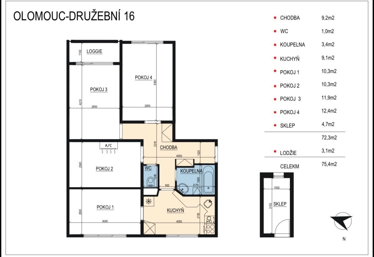 4 bedroom flat for sale, 72 m², Družební, Olomouc, Olomoucký Region 4 bedroom flat for sale, 72 m², Družební, Olomouc, Olomoucký Region