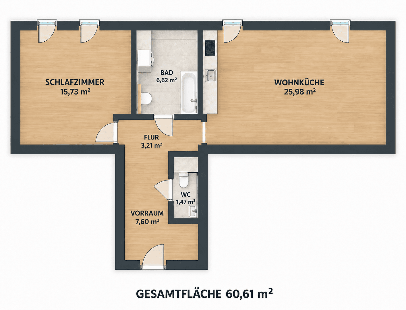 2 bedroom flat for sale, 61 m², Delugan-Meissl-Tower 7, Wien, Vienna 2 bedroom flat for sale, 61 m², Delugan-Meissl-Tower 7, Wien, Vienna