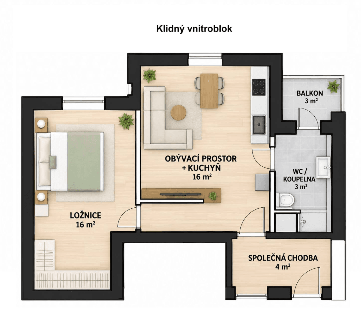 1 bedroom with open-plan kitchen flat to rent, 38 m², Zvěřinova, Brno, Jihomoravský Region 1 bedroom with open-plan kitchen flat to rent, 38 m², Zvěřinova, Brno, Jihomoravský Region