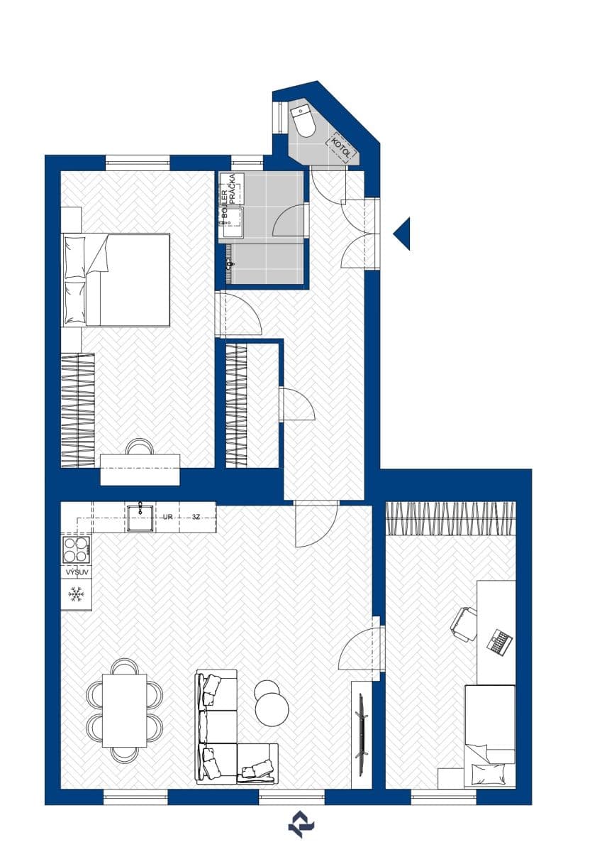 2 bedroom with open-plan kitchen flat for sale, 99 m², Vltavská, Prague, Prague 2 bedroom with open-plan kitchen flat for sale, 99 m², Vltavská, Prague, Prague