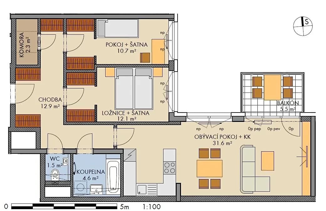 2 bedroom with open-plan kitchen flat for sale, 82 m², Pod Harfou, Prague, Prague 2 bedroom with open-plan kitchen flat for sale, 82 m², Pod Harfou, Prague, Prague