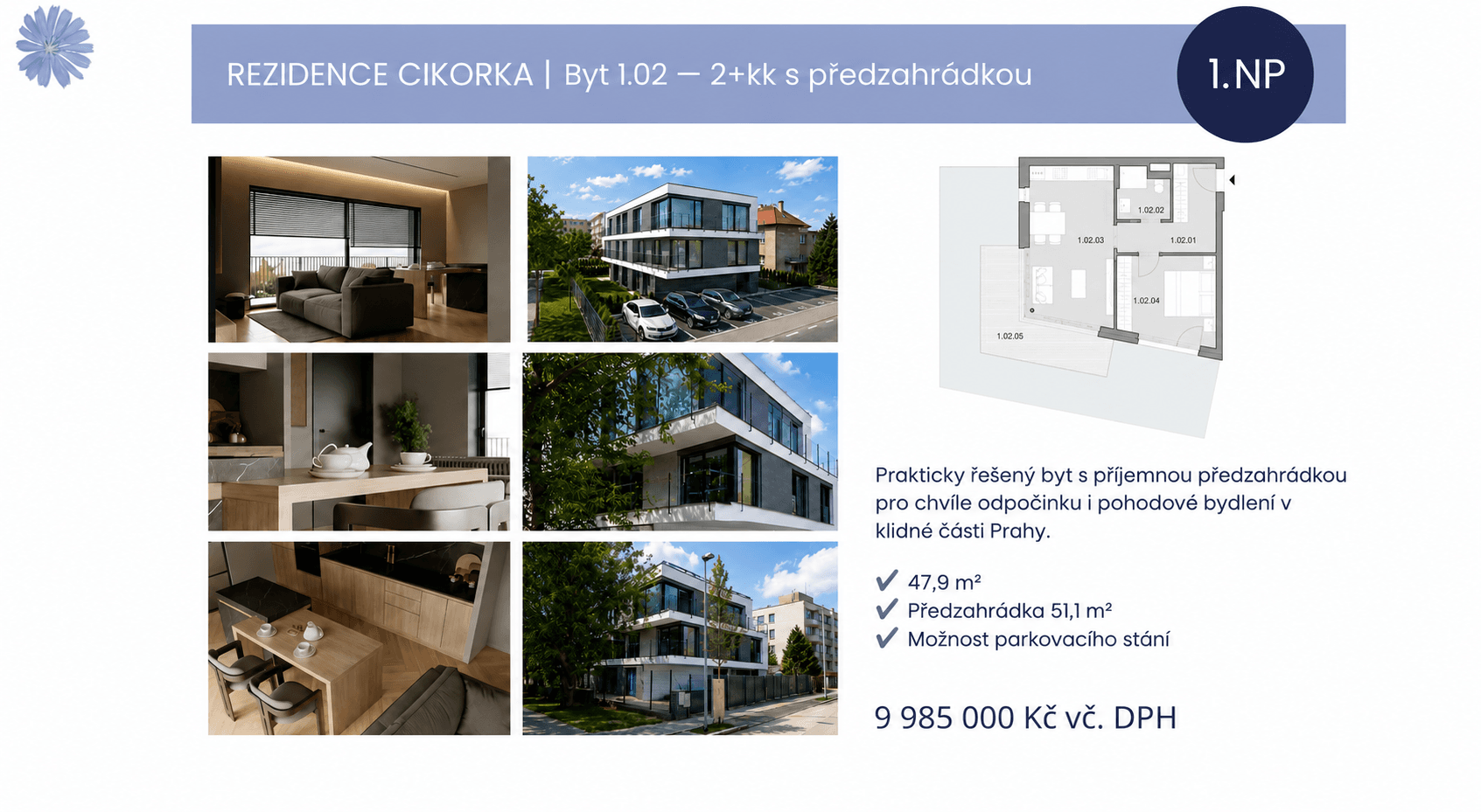 1 bedroom with open-plan kitchen flat for sale, 48 m², Na Cikorce, Prague, Prague 1 bedroom with open-plan kitchen flat for sale, 48 m², Na Cikorce, Prague, Prague