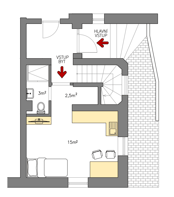 Studio flat to rent, 1 m², V Brůdku, Prague, Prague Studio flat to rent, 1 m², V Brůdku, Prague, Prague