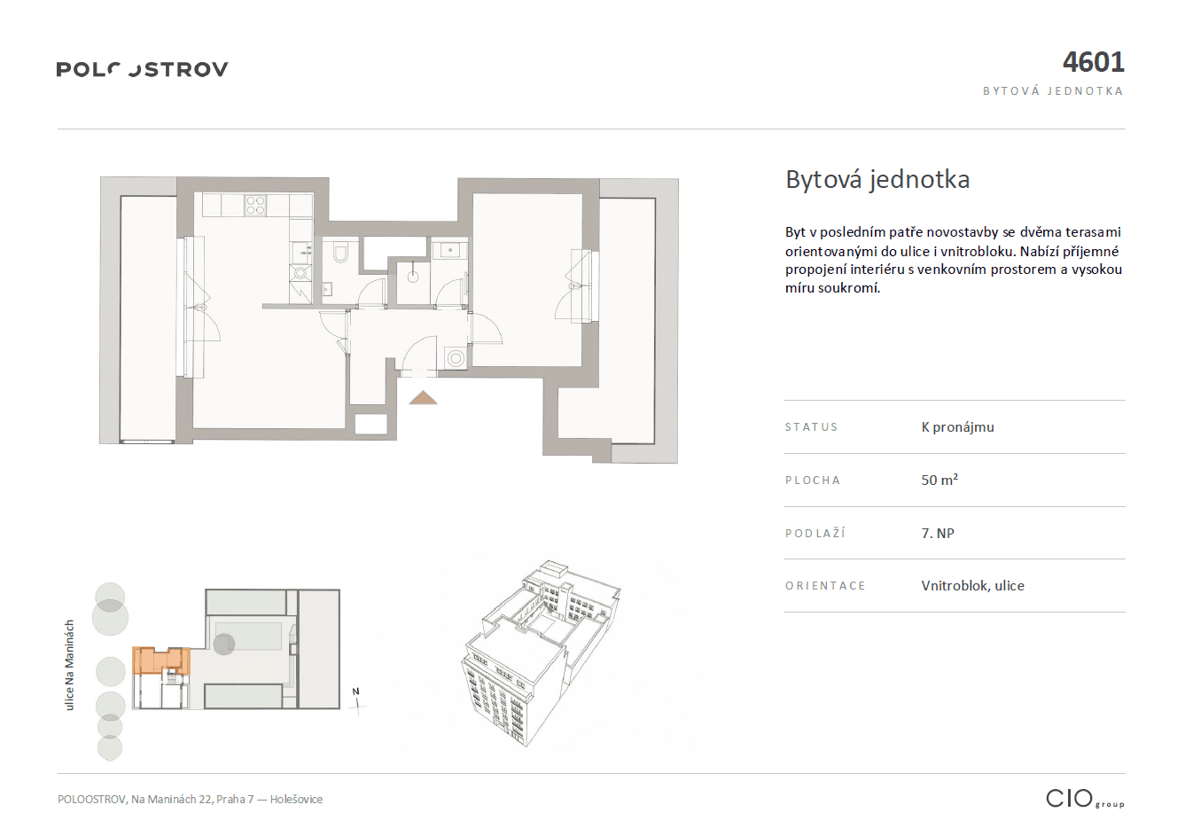 1 bedroom with open-plan kitchen flat to rent, 50 m², Na Maninách, Prague, Prague 1 bedroom with open-plan kitchen flat to rent, 50 m², Na Maninách, Prague, Prague