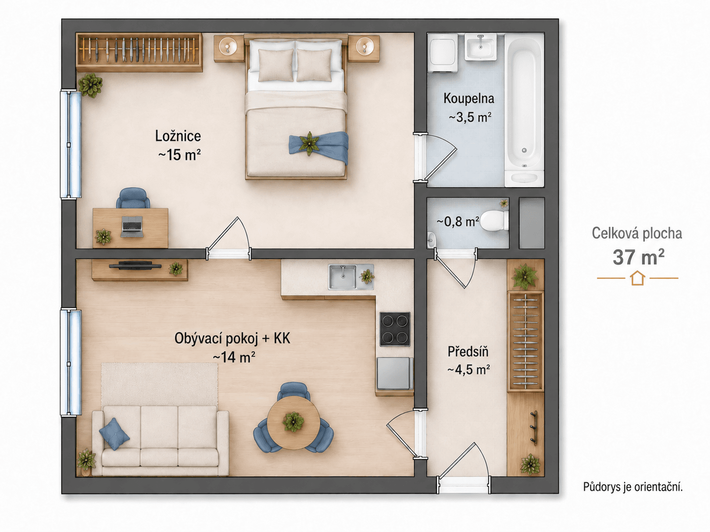 1 bedroom with open-plan kitchen flat for sale, 37 m², Vrchlického, Prague, Prague 1 bedroom with open-plan kitchen flat for sale, 37 m², Vrchlického, Prague, Prague