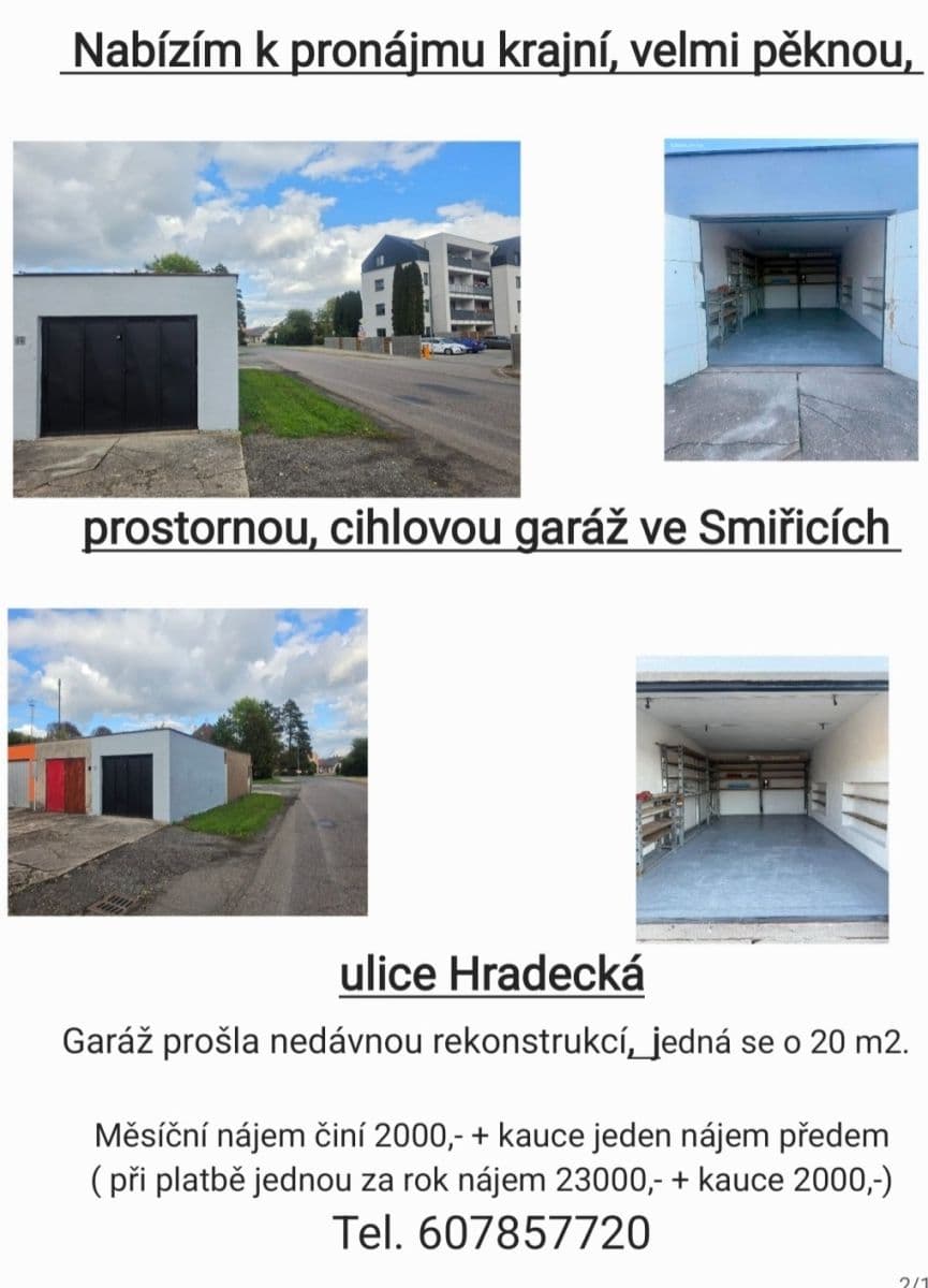 garage to rent, 20 m², Smiřice, Královéhradecký Region garage to rent, 20 m², Smiřice, Královéhradecký Region