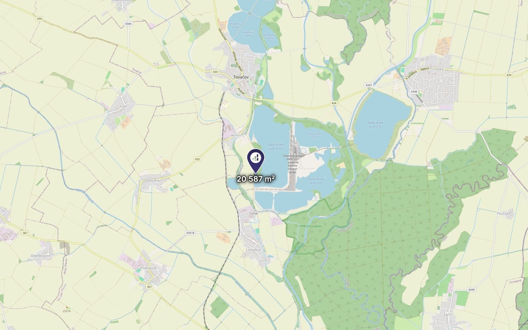 plot for sale, 9,007 m², Tovačov, Olomoucký Region plot for sale, 9,007 m², Tovačov, Olomoucký Region