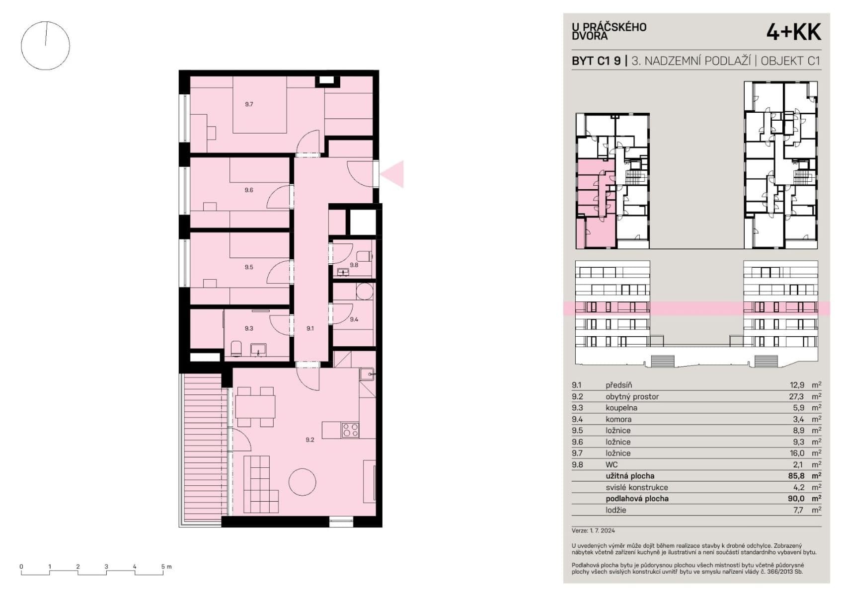 3 bedroom with open-plan kitchen flat to rent, 90 m², Práčská, Prague, Prague 3 bedroom with open-plan kitchen flat to rent, 90 m², Práčská, Prague, Prague
