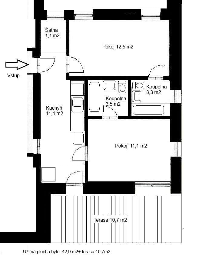 2 bedroom flat to rent, 43 m², Pozdeňská, Prague, Prague 2 bedroom flat to rent, 43 m², Pozdeňská, Prague, Prague