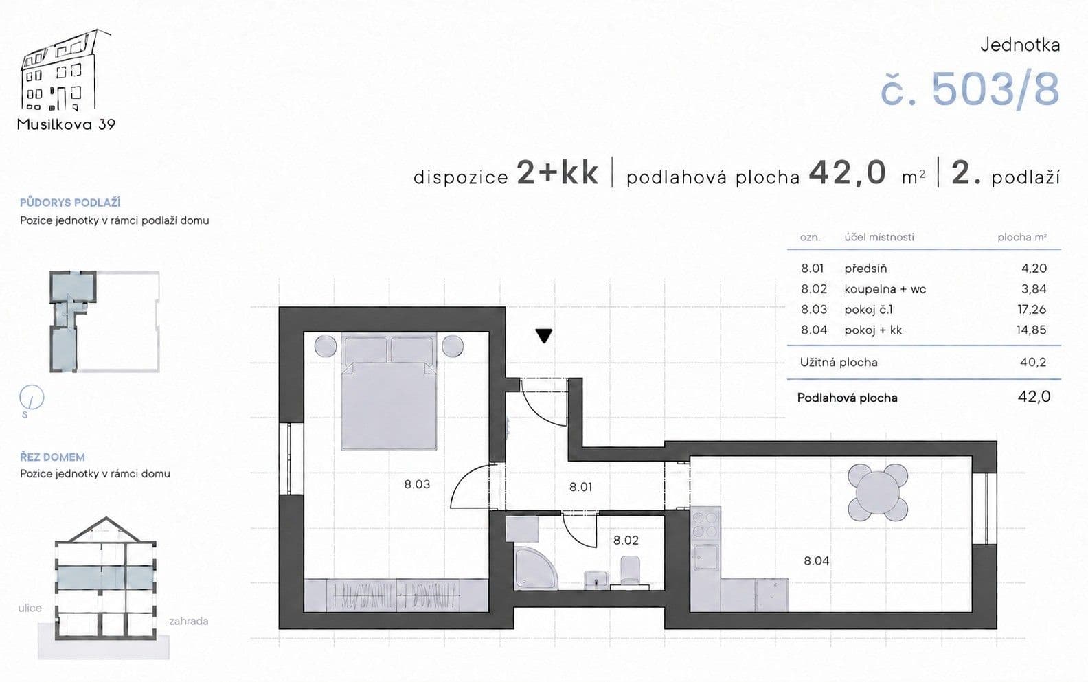 1 bedroom with open-plan kitchen flat to rent, 42 m², Musílkova, Prague, Prague 1 bedroom with open-plan kitchen flat to rent, 42 m², Musílkova, Prague, Prague