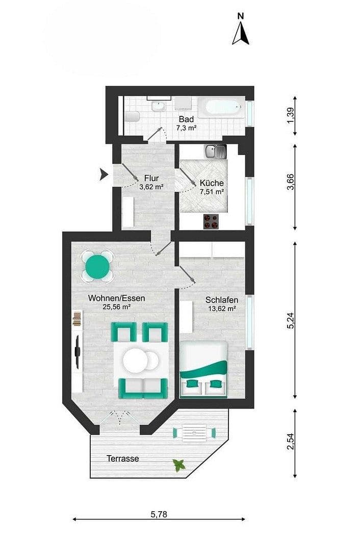 2 bedroom flat to rent, 62 m², Leipzig, Saxony 2 bedroom flat to rent, 62 m², Leipzig, Saxony
