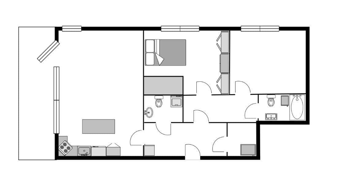 2 bedroom with open-plan kitchen flat to rent, 79 m², Nepelova, Prague, Prague 2 bedroom with open-plan kitchen flat to rent, 79 m², Nepelova, Prague, Prague