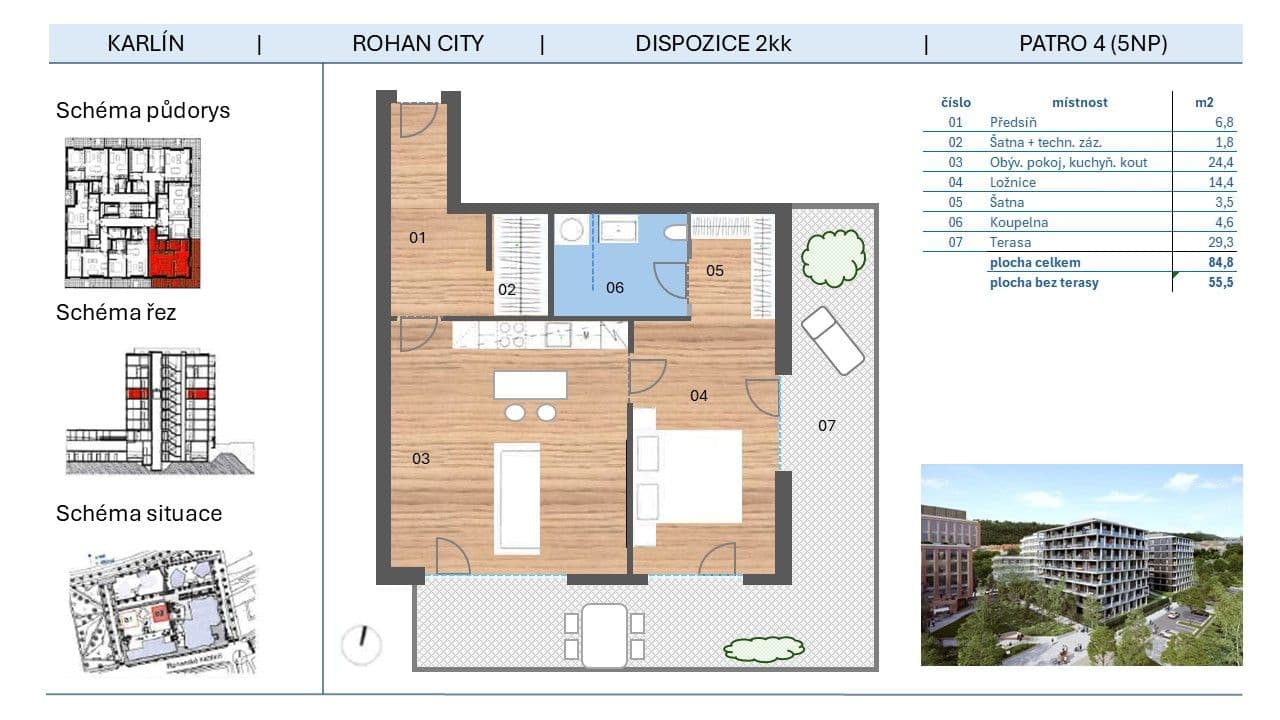 1 bedroom with open-plan kitchen flat to rent, 56 m², Sokolova, Prague, Prague 1 bedroom with open-plan kitchen flat to rent, 56 m², Sokolova, Prague, Prague