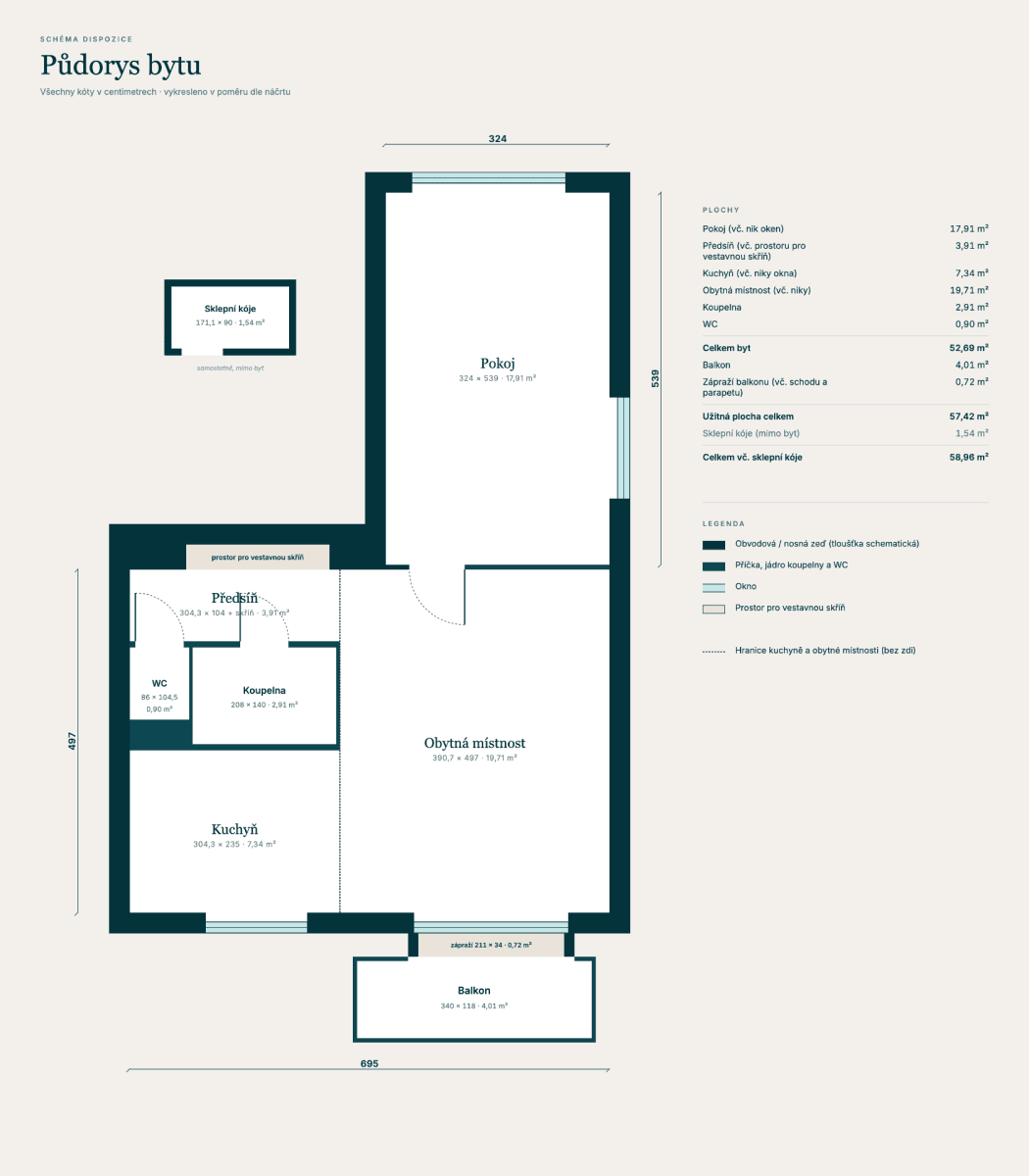 1 bedroom with open-plan kitchen flat for sale, 57 m², Lidická, Třinec, Moravskoslezský Region 1 bedroom with open-plan kitchen flat for sale, 57 m², Lidická, Třinec, Moravskoslezský Region