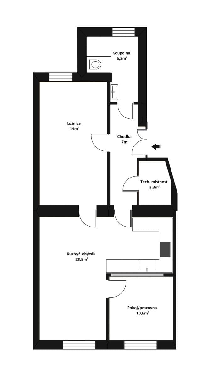 2 bedroom with open-plan kitchen flat for sale, 75 m², Alešova, Plzeň, Plzeňský Region 2 bedroom with open-plan kitchen flat for sale, 75 m², Alešova, Plzeň, Plzeňský Region