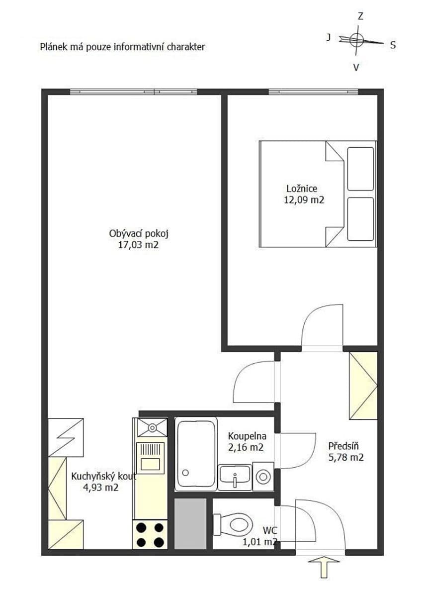 1 bedroom with open-plan kitchen flat for sale, 43 m², K Dolům, Prague, Prague 1 bedroom with open-plan kitchen flat for sale, 43 m², K Dolům, Prague, Prague