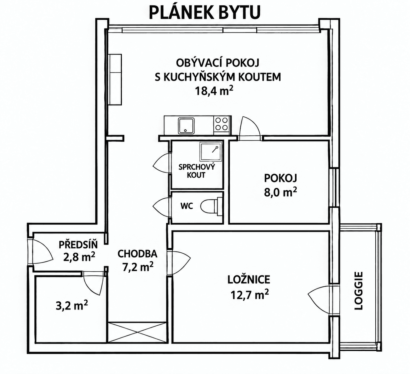 2 bedroom with open-plan kitchen flat to rent, 58 m², Pod Strání, Prague, Prague 2 bedroom with open-plan kitchen flat to rent, 58 m², Pod Strání, Prague, Prague