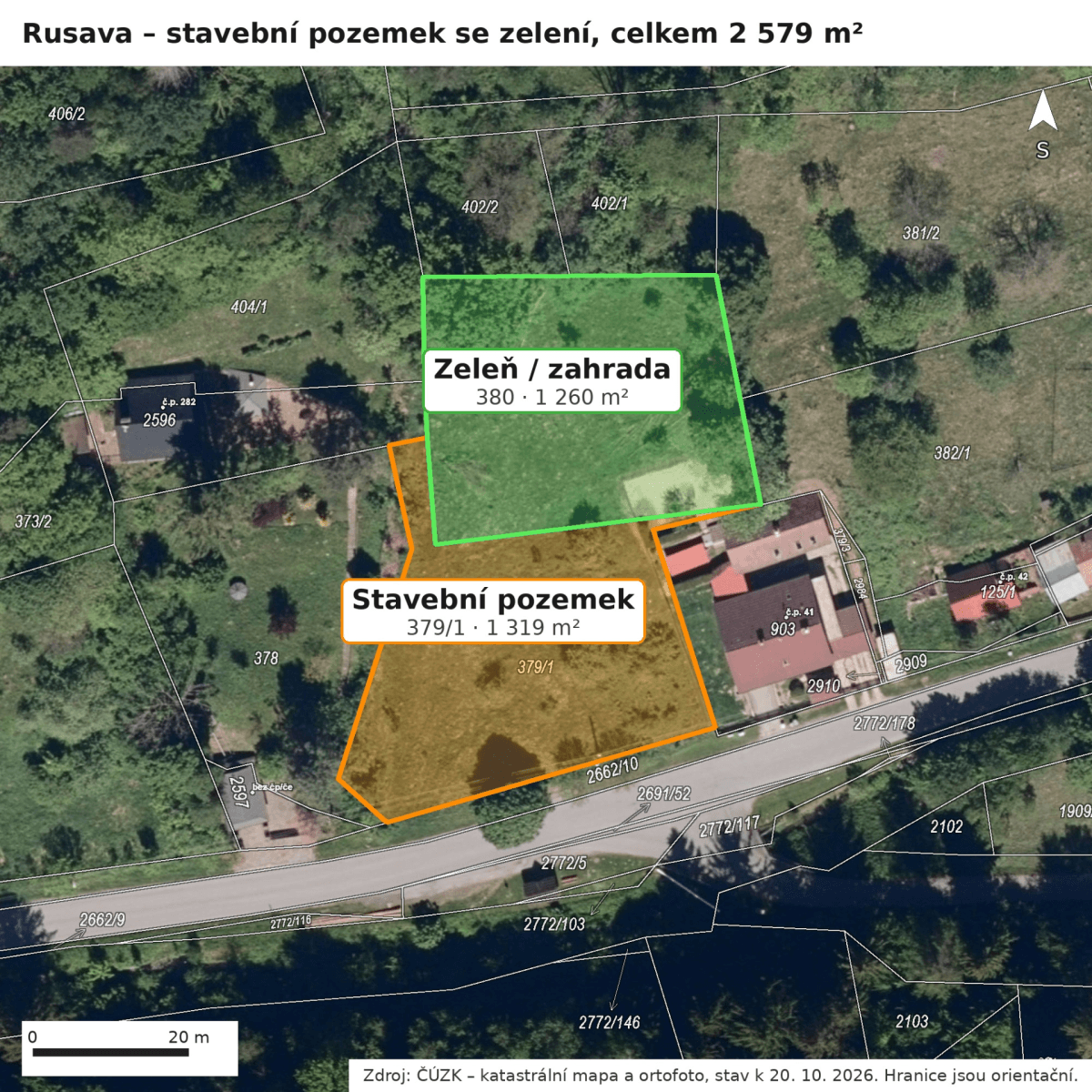 plot for sale, 2,579 m², Rusava, Zlínský Region plot for sale, 2,579 m², Rusava, Zlínský Region